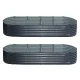 2x Green Fingers Galvanised Raised Garden Bed 320x80x42cm Oval Planter Box, Rustproof Steel, Aluminium Grey