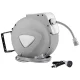 Green Fingers 20M Retractable Water Hose Reel with Auto Rewind, UV-Resistant PVC, 9-Setting Spray Gun, 180° Swivel Mount