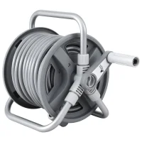 Green Fingers 20m Retractable Garden Hose Reel - Heavy Duty 1/2" Hose, Auto Rewind, Durable PP/PVC, 8 Bar Pressure