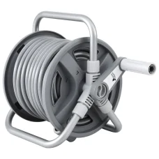 Green Fingers 20m Retractable Garden Hose Reel - Heavy Duty 1/2" Hose, Auto Rewind, Durable PP/PVC, 8 Bar Pressure