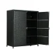 Gardeon Outdoor Wicker Storage Cabinet – Handwoven PE, Aluminium Frame, 2-in-1 Design with Glass Top, 103x84x40cm, Black