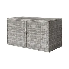 Gardeon Wicker Outdoor Storage Cabinet - UV-Resistant, 88 Gal Capacity, Steel Frame, 2-in-1 Design, 110.5x60x63