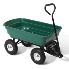 Gardeon Garden Cart Dump - 270kg Capacity, 75L, Rust Resistant, 85° Tip, Pneumatic Tyres, Green - Ideal for Heavy Loads