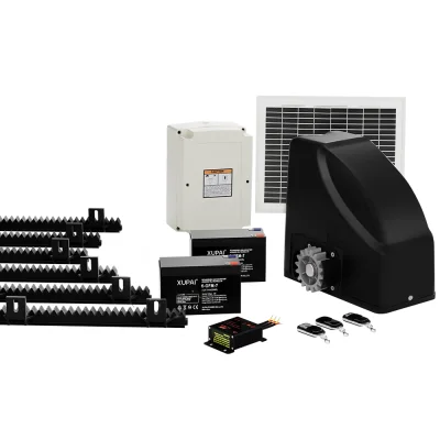 LockMaster Solar-Powered Automatic Sliding Gate Opener Kit, 600KG Capacity, 6M Length, 10W Solar Panel, 3 Remotes