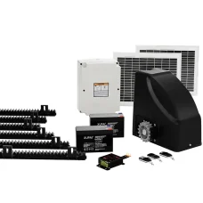LockMaster Solar-Powered Sliding Gate Opener Kit, 600KG, 6M, with 20W Panel, Remote Control, Auto-Close, 1-Year Warranty