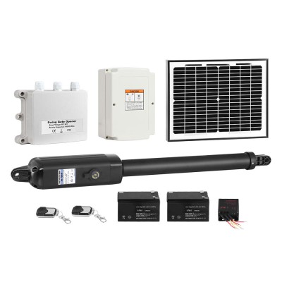 LockMaster 600KG Single Swing Gate Opener with 10W Solar Panel, 24V System, Remote Controls, Emergency Release Key