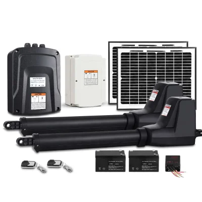 LockMaster Dual Swing Gate Opener 800KG with 20W Solar Panel, Auto-Close, Obstruction Detection, 2 Remotes, IP44