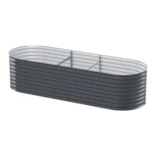 Greenfingers 240x80x56cm Oval Garden Bed - Durable Galvanised SGCC Steel, Rustproof, Safe Edges for Easy Home Farming