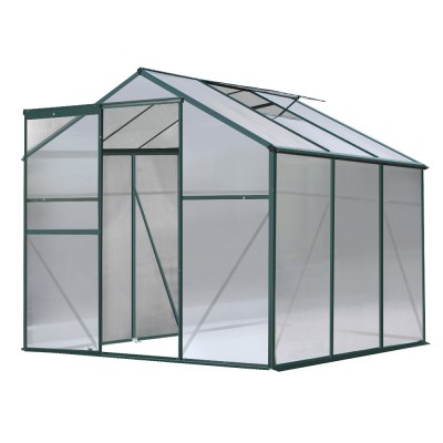 Green Fingers 1.9x1.9x1.83M Aluminium Greenhouse | UV-Resistant Polycarbonate | Durable, Spacious, Easy Assembly