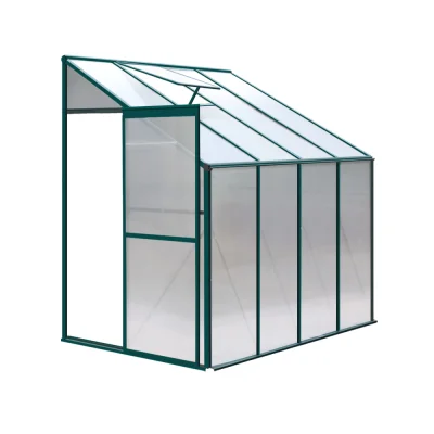 Greenfingers Lean-to Aluminium Greenhouse 2.52x1.27x2.13M | UV-Resistant Polycarbonate | Rust-Resistant Frame
