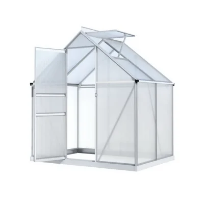 Green Fingers Aluminium Polycarbonate Greenhouse 3.1m x 1.9m x 2.0m with Lockable Door and Gutter System