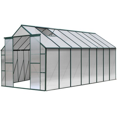 Greenfingers 5.1x2.44x2.1M Aluminium Polycarbonate Greenhouse with UV-Resistant Panels & Adjustable Roof Vents