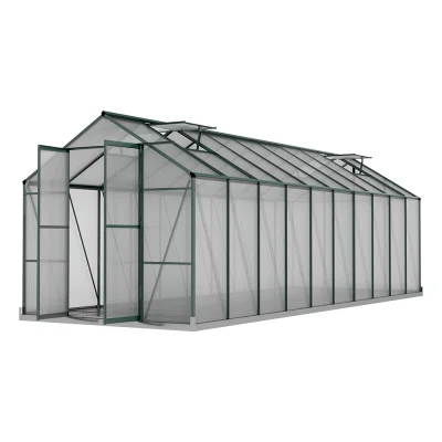 Greenfingers 6.3x2.44x2.1M Aluminium Greenhouse | UV-Resistant Polycarbonate Panels | Durable Garden Shed with Vents