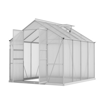 Greenfingers Aluminium Greenhouse 2.42x2.5x2.26M - UV-Resistant Panels, Double Doors, Adjustable Vents, Easy Assembly Greenfingers Aluminium Greenhouse 2.42x2.5x2.26M - UV-Resistant Panels, Double Doors, Adjustable Vents, Easy Assembly