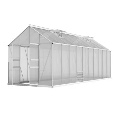 Greenfingers 6x2M Aluminium Greenhouse: Twin-Wall Polycarbonate, Double Doors, UV-Resistant, 39.43m³ Capacity