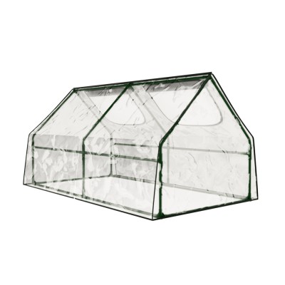 Green Fingers 1.8x0.9M Mini Greenhouse Raised Garden Bed with PVC Cover, Weatherproof, Easy Setup, 1-Year Warranty