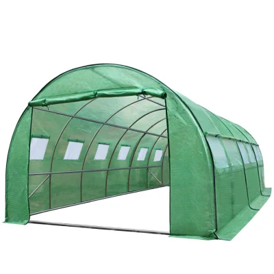 Greenfingers 6x3x2M Walk-In Greenhouse Tunnel | Durable PE Cover, Steel Frame, 12 Ventilation Windows, Roll-Up Door