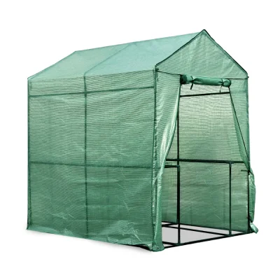 Green Fingers Walk-In Greenhouse 1.9x1.2M - Durable PVC, 4 Shelves, Roll-Up Door, Weather-Proof, Galvanised Steel Frame Green Fingers Walk-In Greenhouse 1.9x1.2M - Durable PVC, 4 Shelves, Roll-Up Door, Weather-Proof, Galvanised Steel Frame