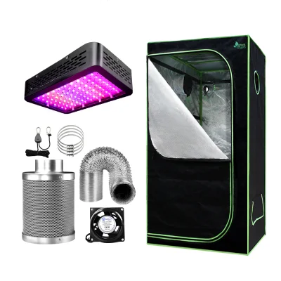 Greenfingers Grow Tent Light Kit 80x80x160CM with 1000W Full Spectrum LED, 4" Vent Fan, Carbon Filter & Ducting - Max