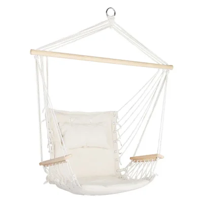 Gardeon Cream Hammock Chair with Armrests – Durable Polyester Cotton, 120kg Capacity, Timber Rail, Indoor/Outdoor Use