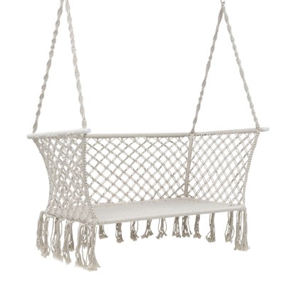 Gardeon Cream 2-Person Hammock Chair - Handmade, Tassels, Cotton-Poly Blend, Indoor/Outdoor, 200kg Capacity