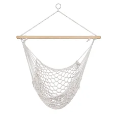 Gardeon Hammock Chair, Cotton & Wood, 99.5 x 114cm, Cream, Outdoor/Indoor Hanging Seat, Camping & Relaxation
