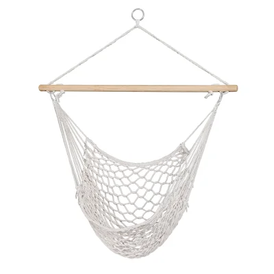 Gardeon Hammock Chair, Cotton & Wood, 99.5 x 114cm, Cream, Outdoor/Indoor Hanging Seat, Camping & Relaxation