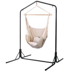 Gardeon Outdoor Hammock Chair with Stand, Polyester Cotton Blend, Cream, 100x45x145cm, Durable & Weather-Resistant Gardeon Outdoor Hammock Chair with Stand, Polyester Cotton Blend, Cream, 100x45x145cm, Durable & Weather-Resistant
