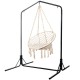 Gardeon Outdoor Hammock Chair with Stand, Cream Cotton Swing, 360° Rotation, Durable Powder-Coated Steel Frame, 124cm