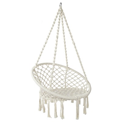 Gardeon Cream Hammock Chair - Outdoor/Indoor Macrame Swing, Hand-Made Tassels, Cotton-Polyester, 120kg Capacity Gardeon Cream Hammock Chair - Outdoor/Indoor Macrame Swing, Hand-Made Tassels, Cotton-Polyester, 120kg Capacity