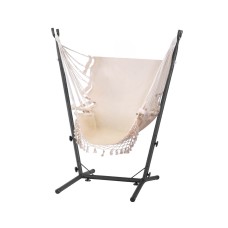 Gardeon Hammock Chair Outdoor Camping with Stand, Cream, 150x90cm, Metal Frame, Indoor/Outdoor Use, 120kg Capacity