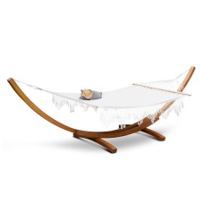 Gardeon Outdoor Timber Hammock Bed - 2-Person, Cream, Larch Wood Frame, Weather-Resistant, 420cm x 150cm x 120cm Gardeon Outdoor Timber Hammock Bed - 2-Person, Cream, Larch Wood Frame, Weather-Resistant, 420cm x 150cm x 120cm