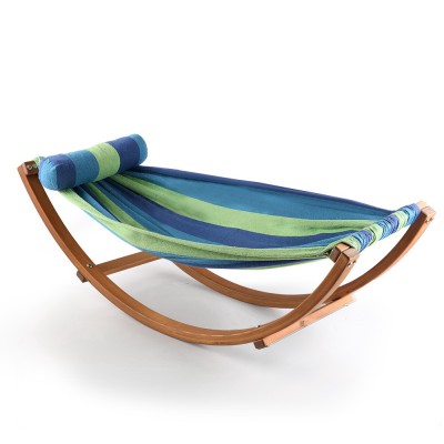 Gardeon Kids Timber Hammock Bed - Durable Larch Wood, Sky Blue Cotton-Poly Blend, 45kg Capacity for Outdoor Fun