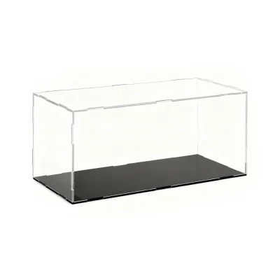 Artiss Clear Acrylic Display Case 35x15x15cm with Dustproof Enclosure & Black Base - Durable Showcase for Collectibles