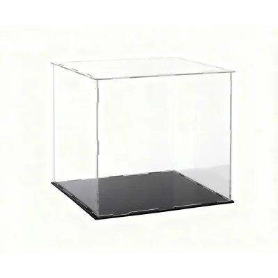 Artiss Clear Acrylic Display Case 30x30x30cm - Dustproof Protection Box with Premium Black Base for Collectibles & Toys