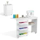 Artiss Multi-functional Folding Sewing Table - White Craft Station with Storage, Rolling Wheels, and Magnetic Closure