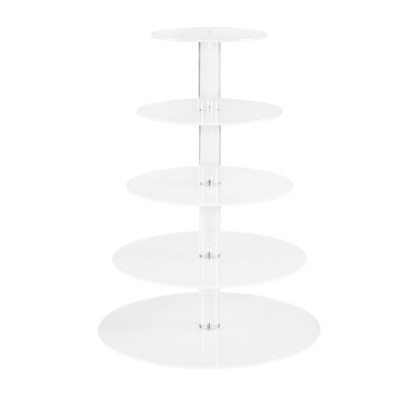 5-Star Chef 5-Tier Acrylic Cake Stand, 40cm Clear Display Holder, Detachable Layers, UV-Protected, Stable Base