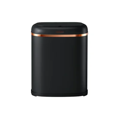 Devanti 38L Motion Sensor Bin - Black Steel, Fingerprint-Resistant, Noise-Free, Hands-Free, with Odour Control