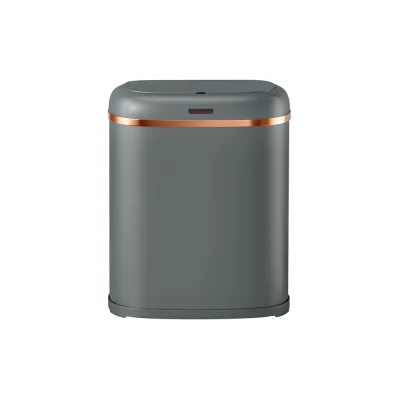 Devanti 38L Motion Sensor Rubbish Bin - Grey Steel, Fingerprint-Resistant, Hands-Free, Noise-Free, Soft Close