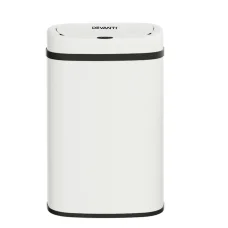 Devanti 50L Motion Sensor Bin - White Steel, Hands-Free, Odour-Free, Noise-Free, with Soft Close & Liner Holder