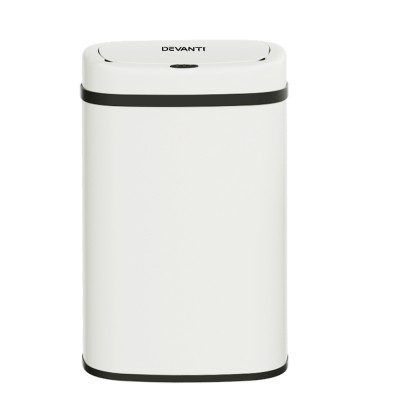 Devanti 50L Motion Sensor Bin - White Steel, Hands-Free, Odour-Free, Noise-Free, with Soft Close & Liner Holder Devanti 50L Motion Sensor Bin - White Steel, Hands-Free, Odour-Free, Noise-Free, with Soft Close & Liner Holder
