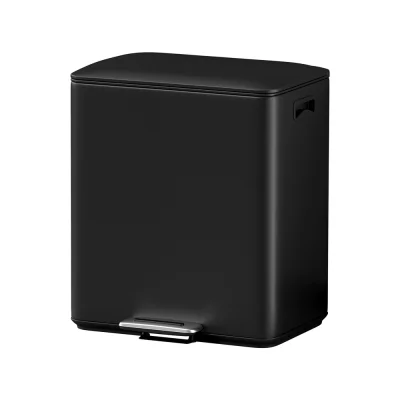 Cefito Pedal Bin, Carbon Steel, 40L Dual Compartment, Black, 46x31x53cm, Modern Waste Recycle Dustbin, Soft Close Cefito Pedal Bin, Carbon Steel, 40L Dual Compartment, Black, 46x31x53cm, Modern Waste Recycle Dustbin, Soft Close