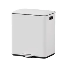 Cefito Pedal Bin, Carbon Steel, 40L Dual Compartment, White, 46x31x53cm, Anti-Rust, Soft Closing, Easy Clean