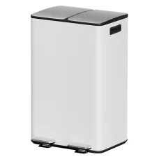 Cefito 60L Dual Compartment Pedal Bin White, Carbon Steel Rubbish & Recycling Dustbin, Soft Close, Waterproof