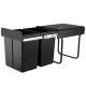 Cefito 2x20L Pull-Out Kitchen Bin, Black, Dual Compartment with Lids, Steel Frame, Smooth Slide, Easy Install & Clean