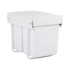 Cefito 40L Dual Pull Out Bin for Kitchen, White - 2x20L Compartments, Heavy-Duty Steel Frame, Space-Saving Design