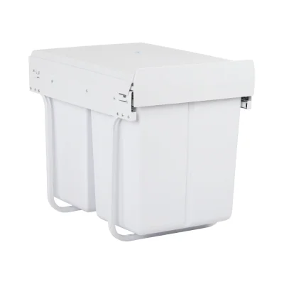 Cefito 40L Dual Pull Out Bin for Kitchen, White - 2x20L Compartments, Heavy-Duty Steel Frame, Space-Saving Design
