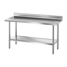 Cefito Stainless Steel Kitchen Bench with Splashback 1500x600mm 430 Food Grade Adjustable Undershelf