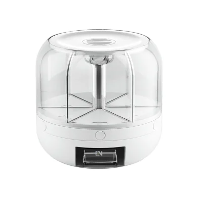 5-Star Chef Cereal Dispenser 7kg Grain Container, 6 Compartments, Food-Grade Plastic, 360° Rotatable, White