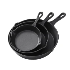 5-Star Chef Cast Iron Non-Stick Frying Pan Set 3PCS, 16/20/26cm, PFOA-Free, Double Pour Spouts, All Stov
